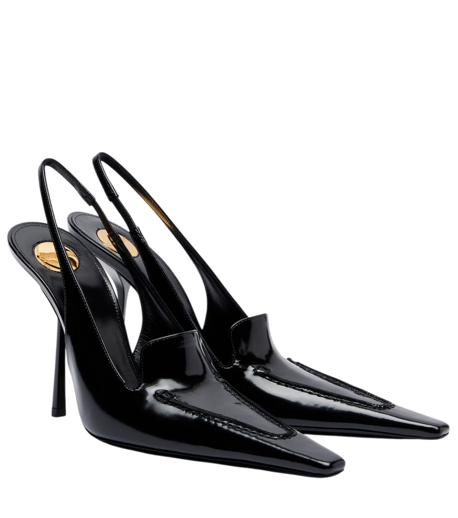 Saint Laurent Décolleté Voltaire in pelle lucida con cinturino posteriore