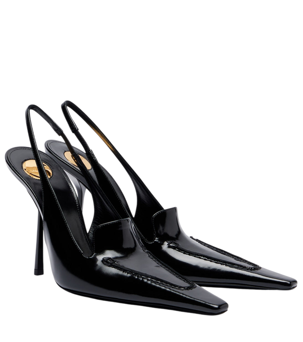 Saint Laurent Décolleté Voltaire in pelle lucida con cinturino posteriore