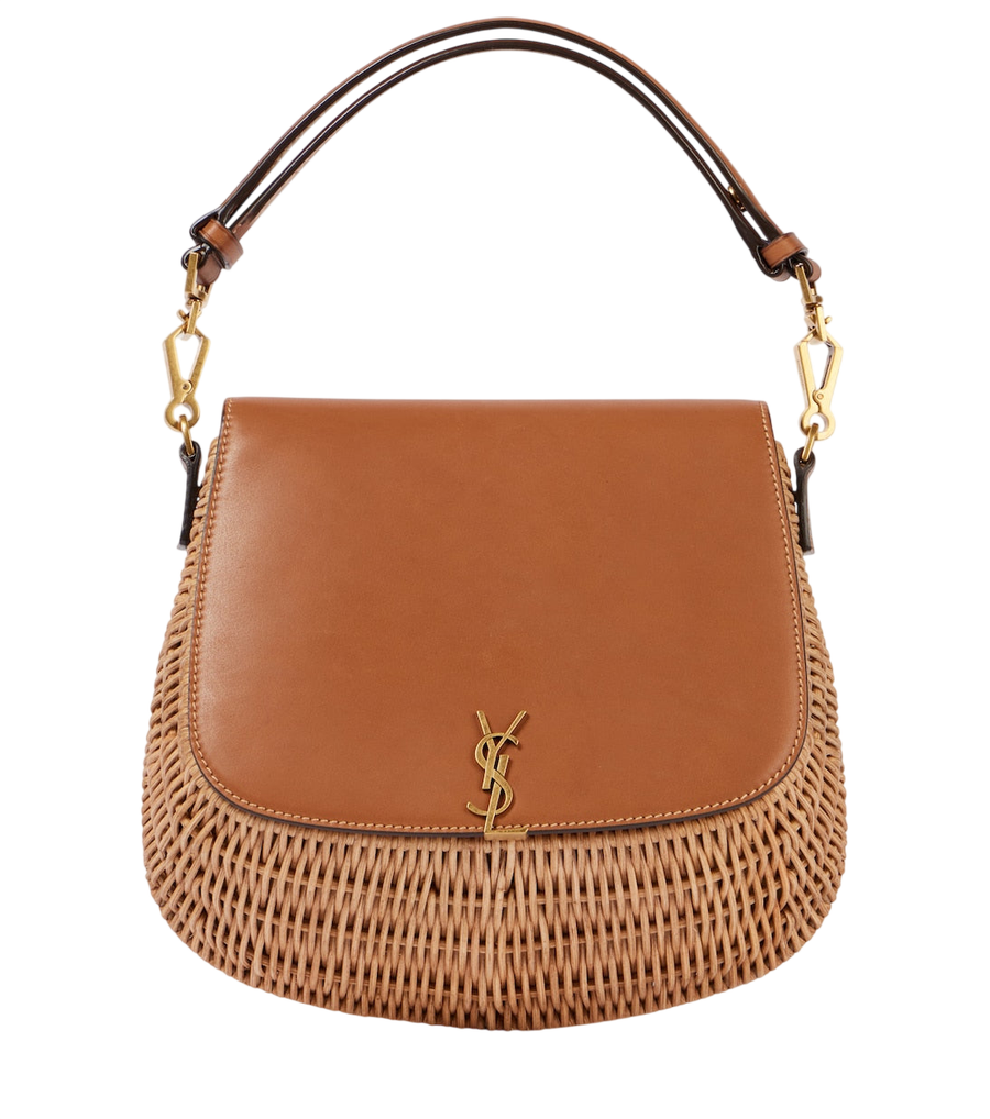 Saint Laurent Voltaire leather and wicker tote bag