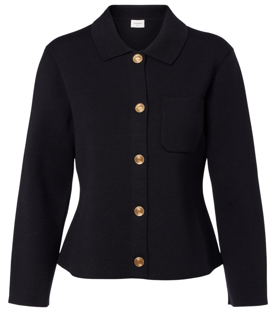 Saint Laurent Waffle-knit wool cardigan
