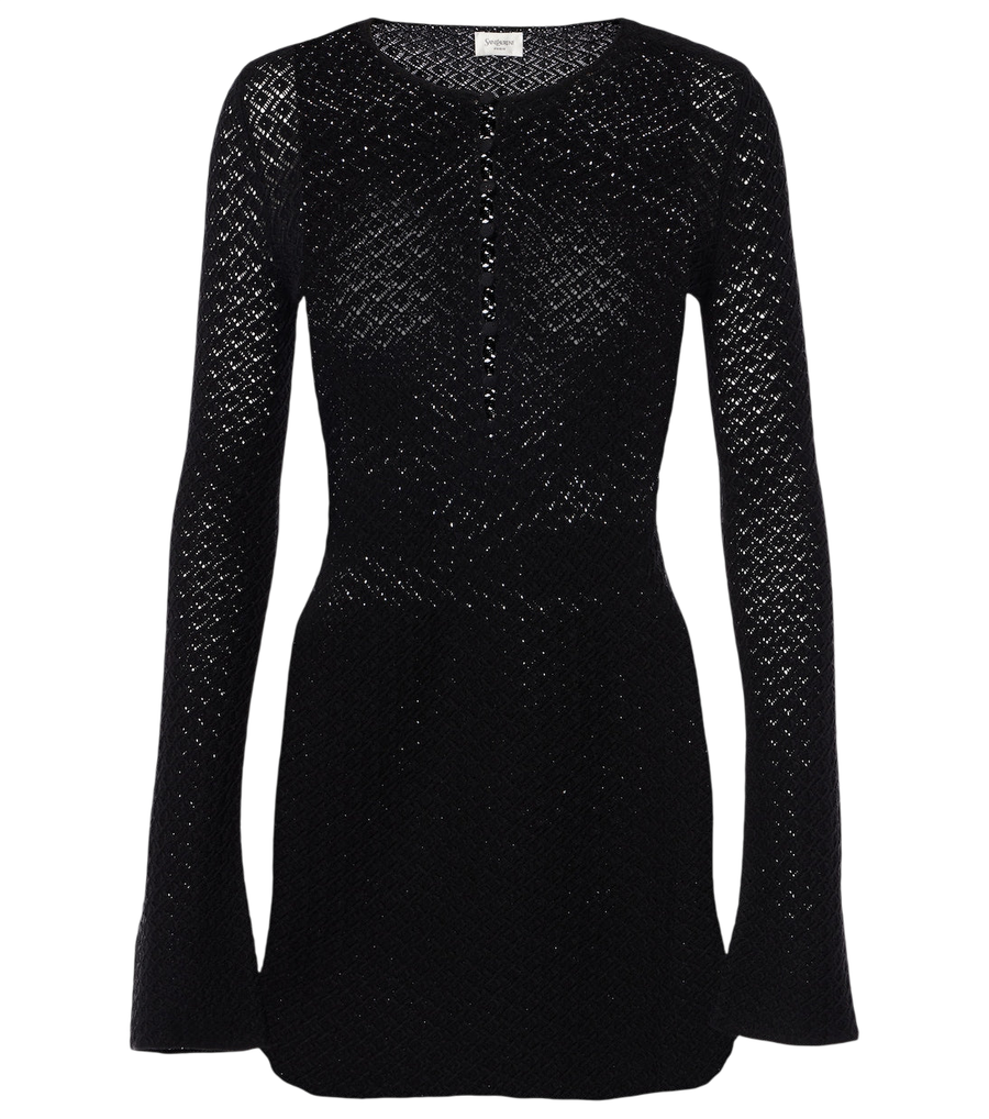 Saint Laurent Wool-blend crochet minidress