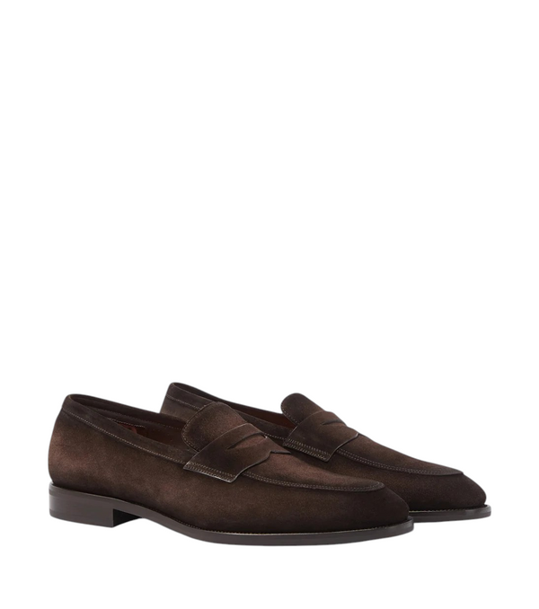 Santoni Gregor suede penny loafers