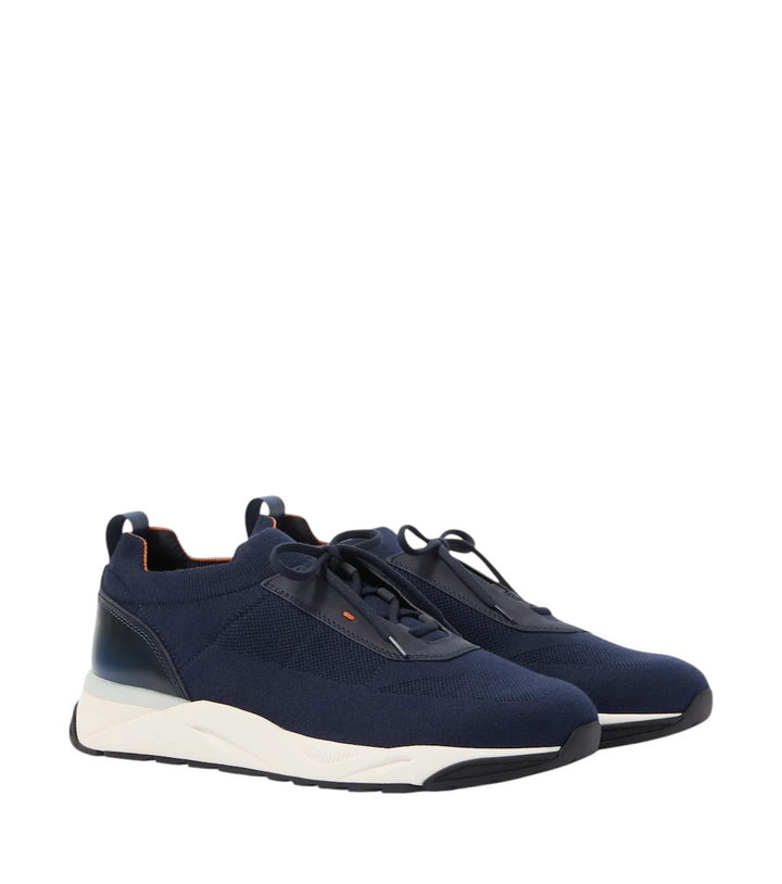 Santoni Leather-trimmed knitted sneakers [white-bg-processed] 1786494095364