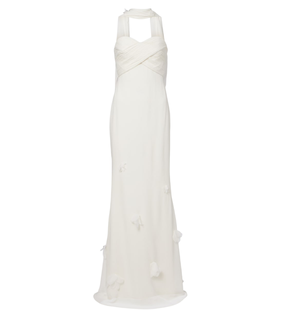 Self-Portrait Bridal floral-appliqué chiffon gown