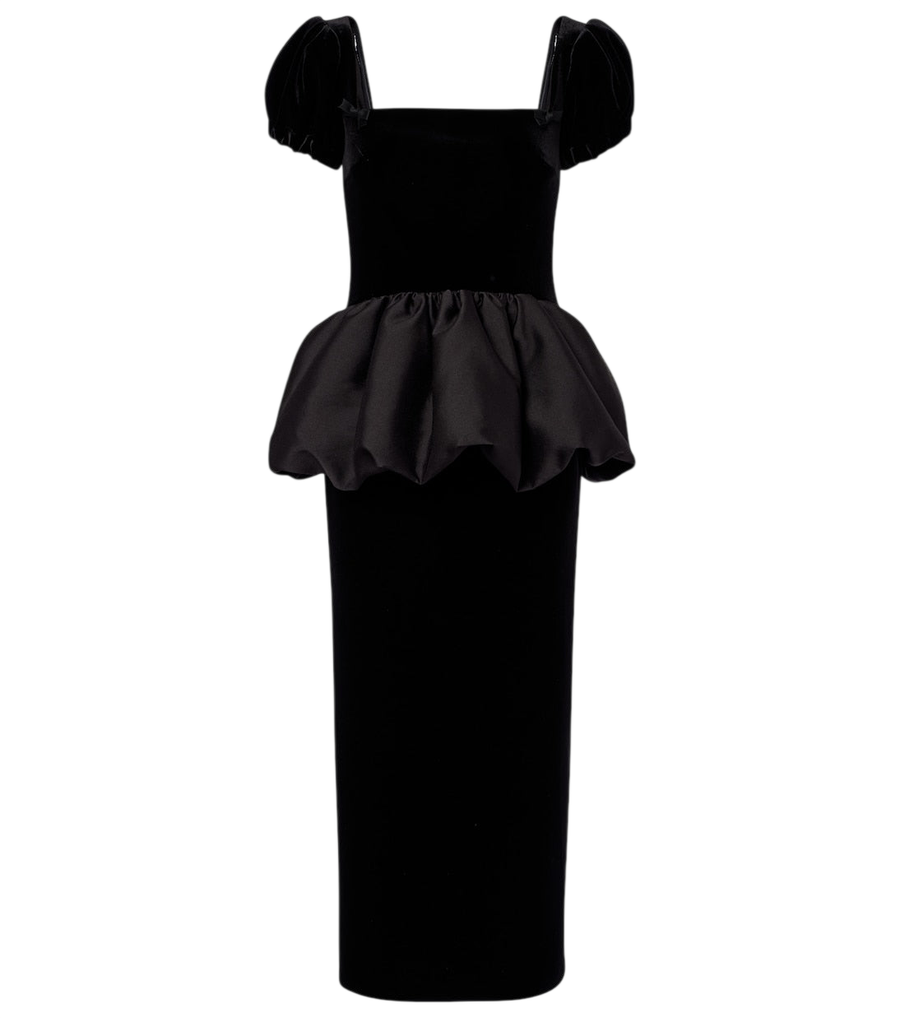 Self-Portrait Peplum velvet and taffeta midi dress