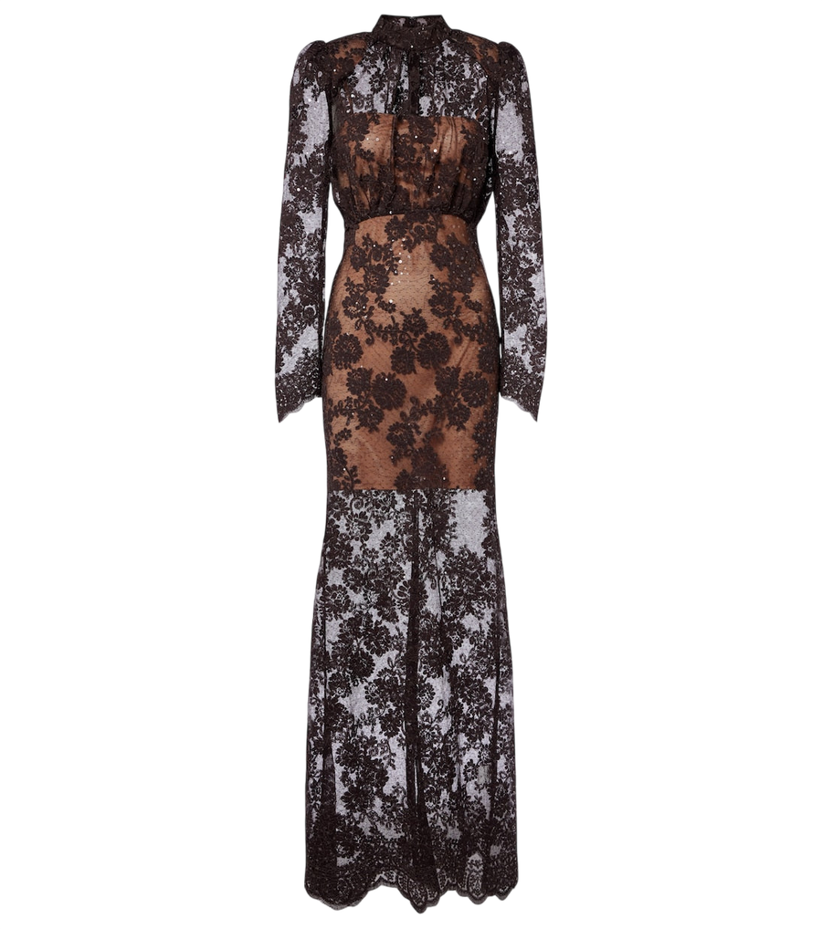 Self-Portrait Sheer sequined lace gown