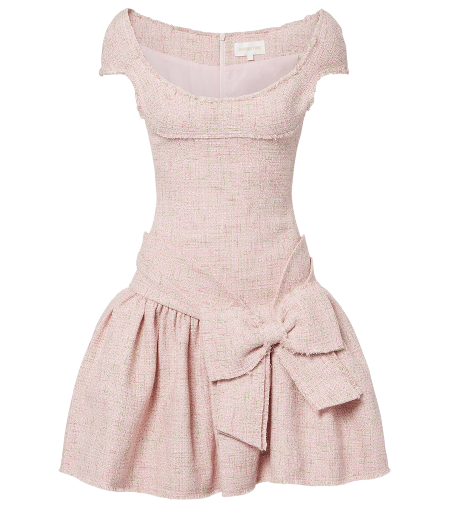 Mini-robe en tweed vieilli Shushu/Tong avec détail en forme de nœud