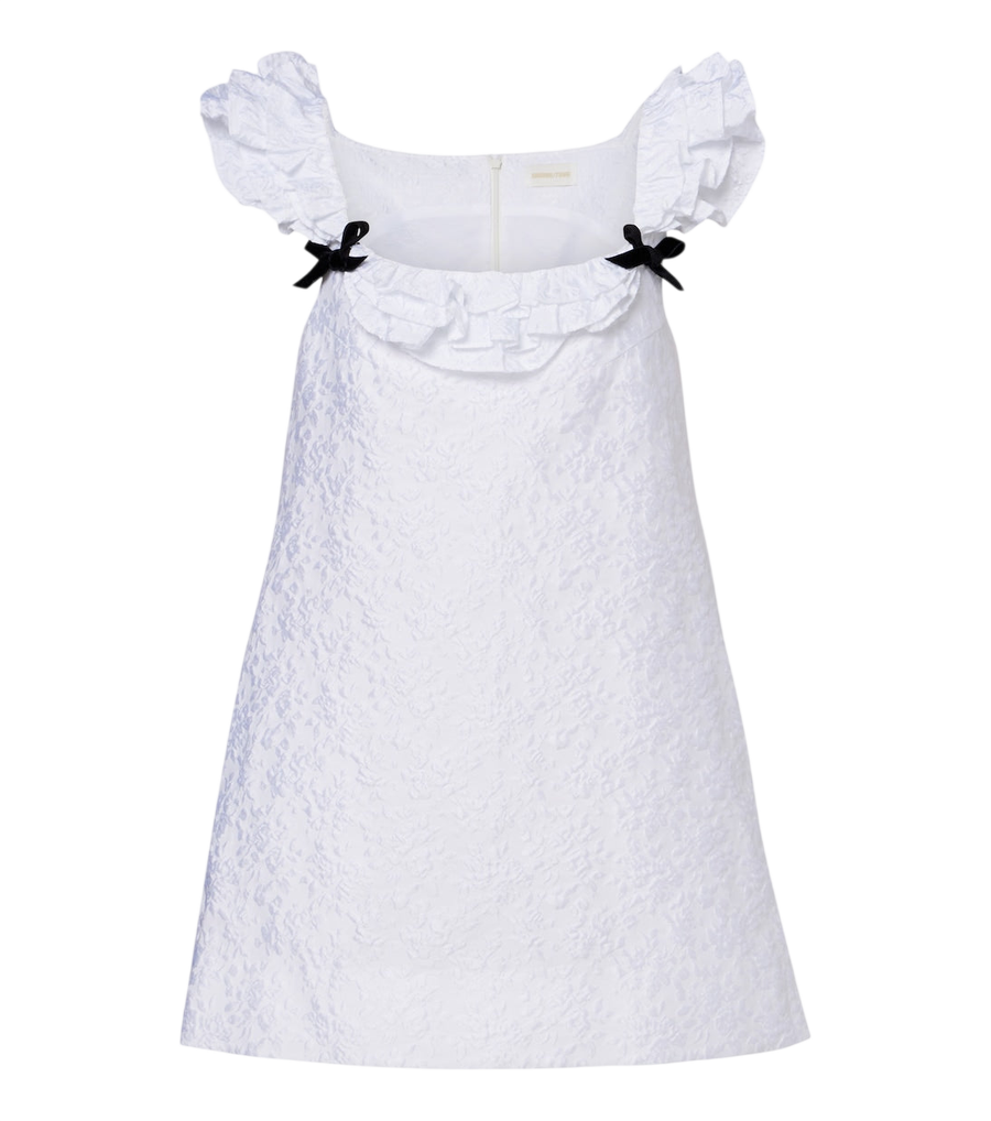 Mini-robe en jacquard à volants et nœud Shushu/Tong