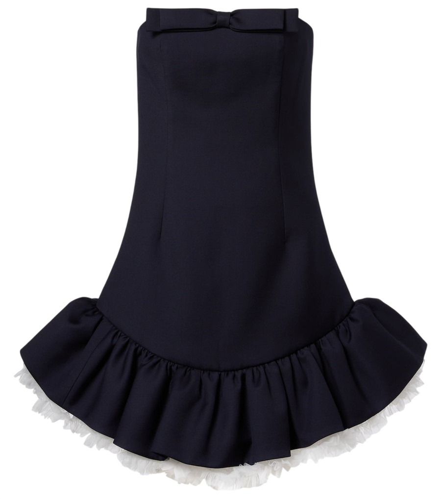 Shushu/Tong Bow-detail ruffled wool minidress