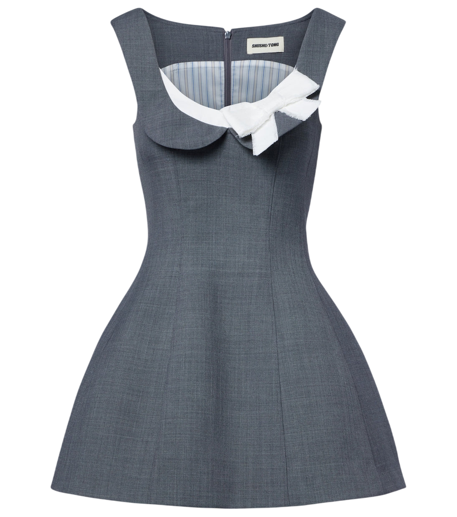 Mini-robe en sergé à détail de nœud Shushu/Tong
