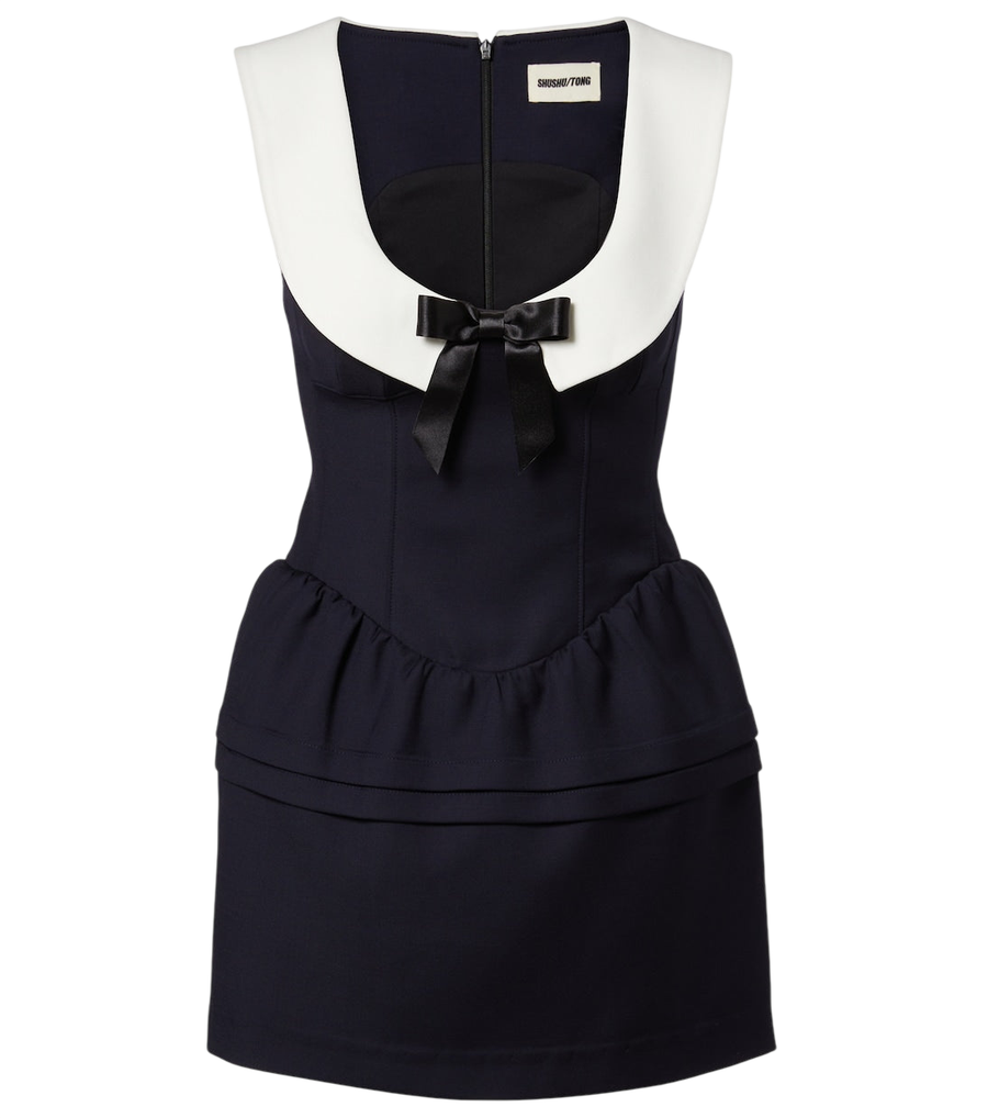 Shushu/Tong Bow-detail wool minidress