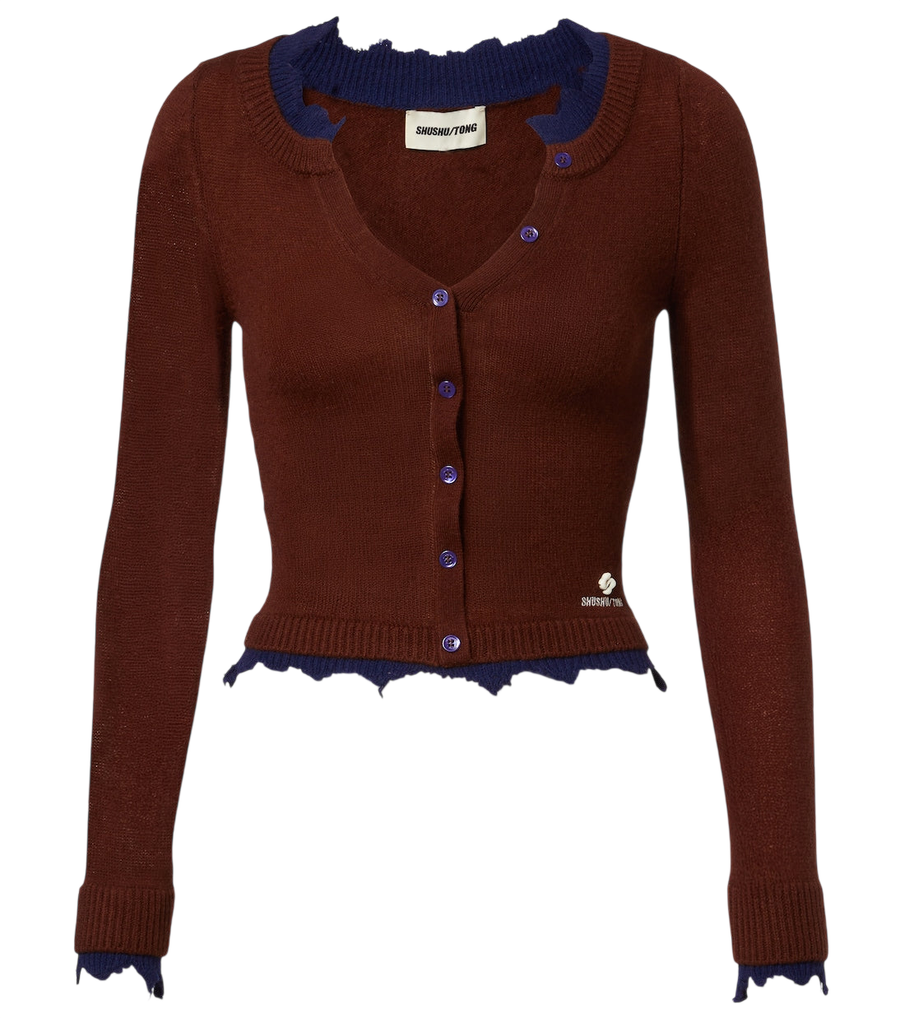 Shushu/Tong Distressed wool cardigan