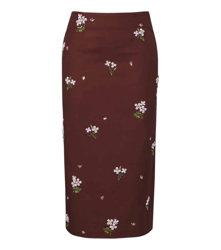 Shushu/Tong Embellished cotton pencil skirt