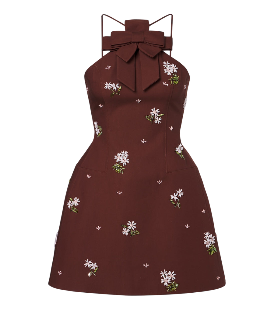 Shushu/Tong Embellished halterneck cotton minidress