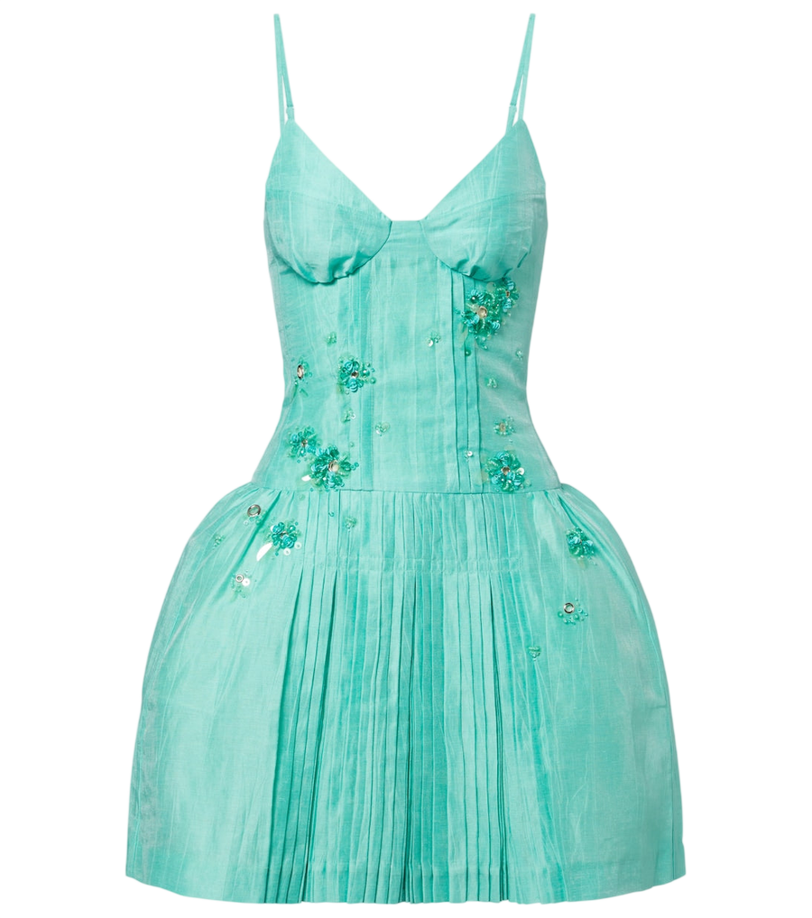 Shushu/Tong Embellished linen-blend minidress