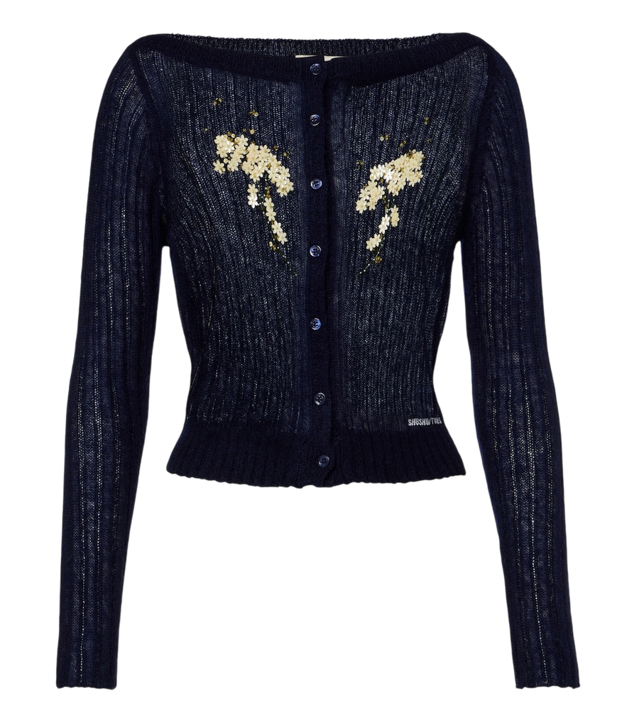 Shushu/Tong Embellished wool and mohair-blend cardigan