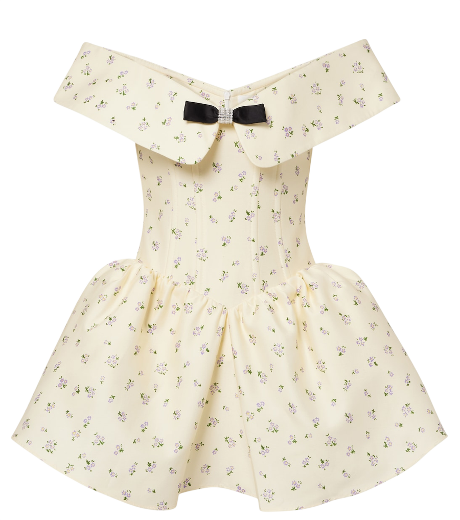 Shushu/Tong Floral off-shoulder cotton and silk corset dress