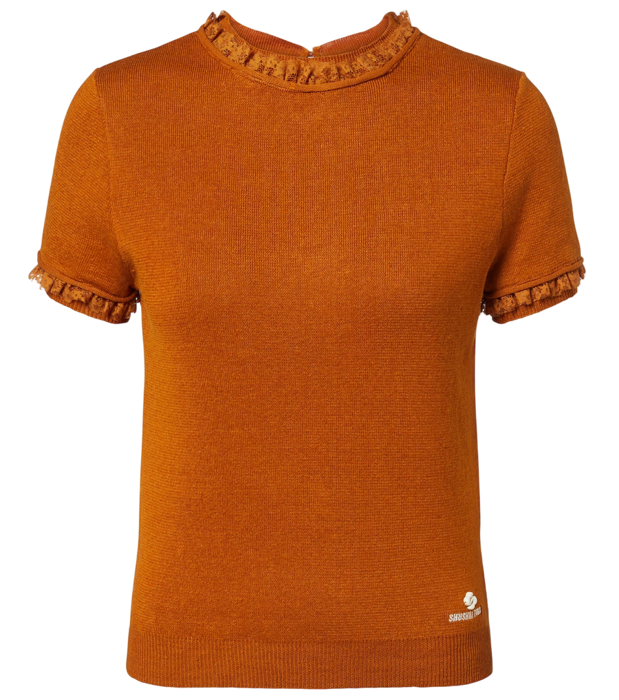 Shushu/Tong Lace-trimmed linen top