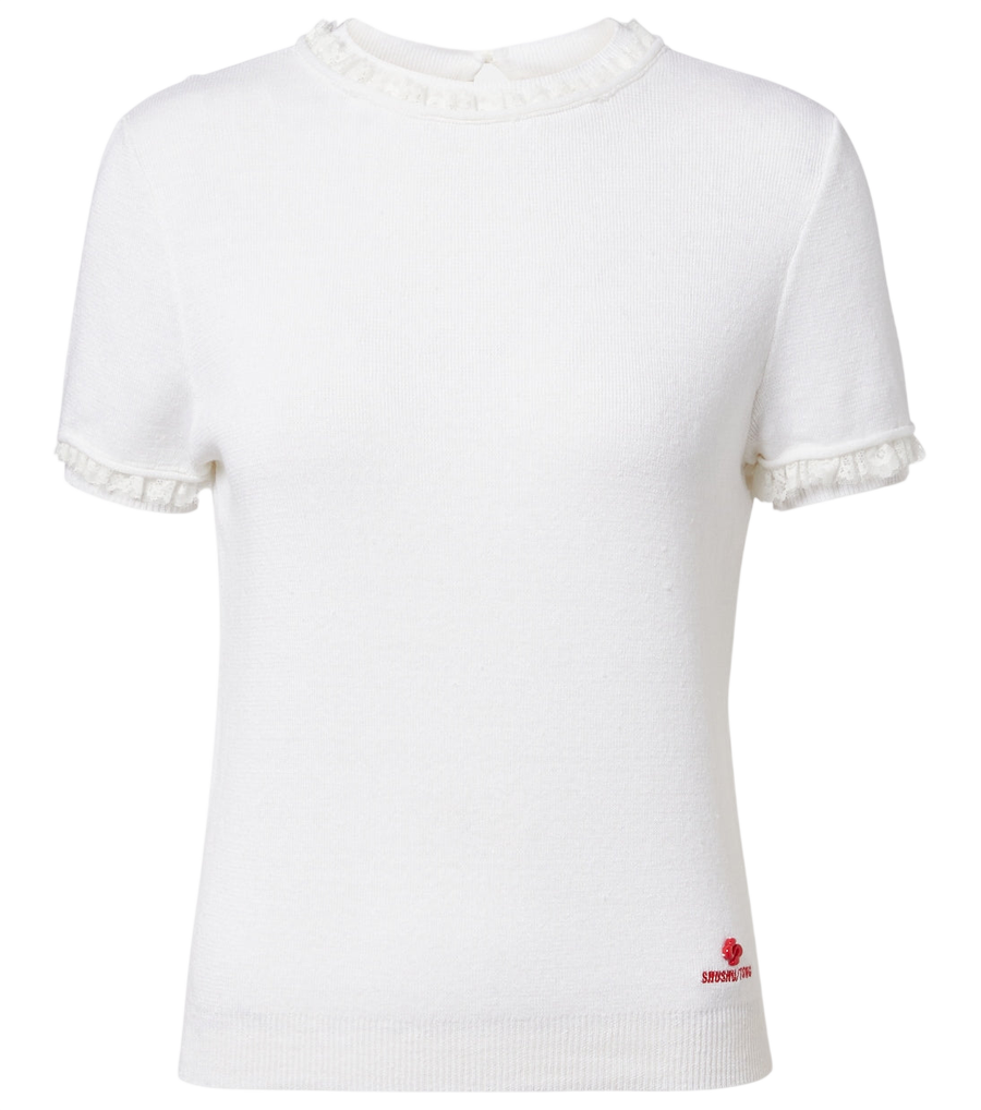Shushu/Tong Lace-trimmed linen top