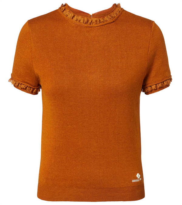 Shushu/Tong Lace-trimmed linen top