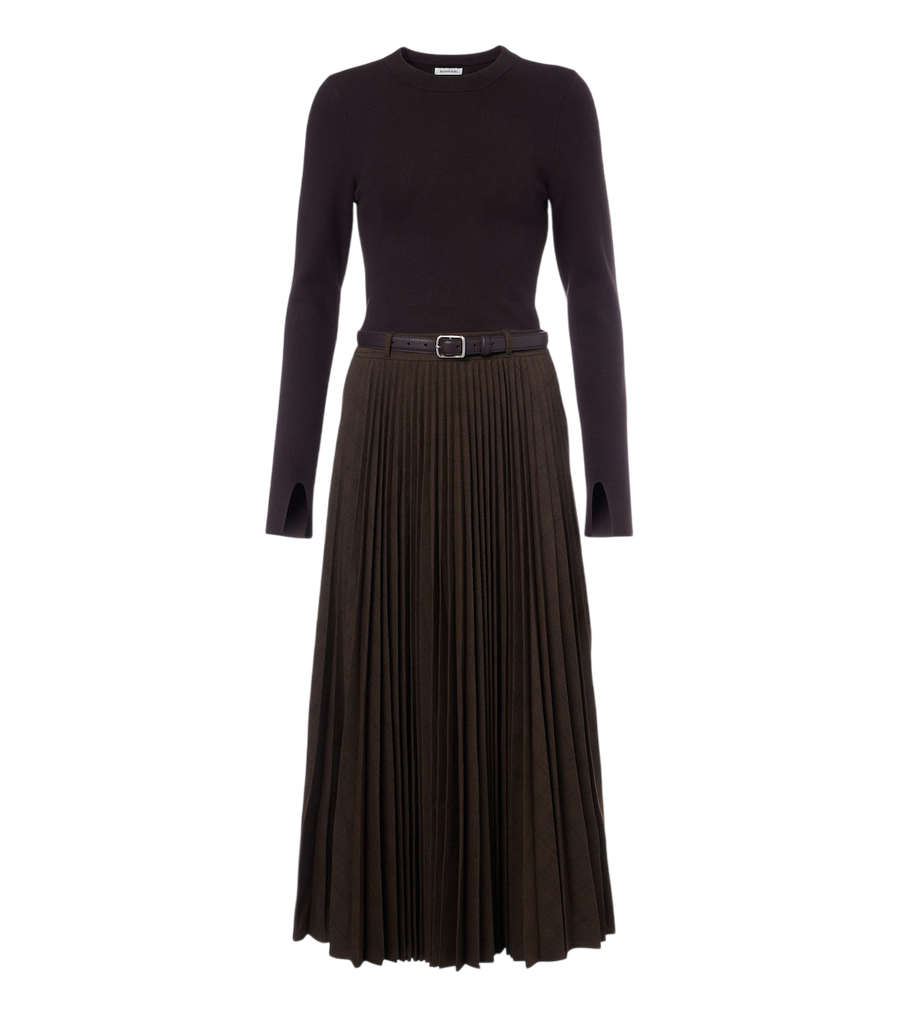 Vestido midi plisado de punto acanalado Simkhai Abilene