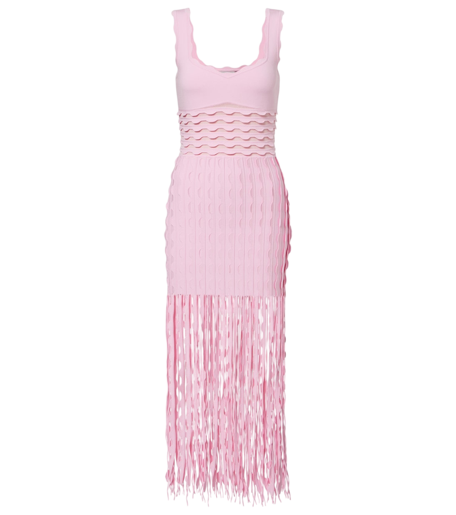 Robe midi en maille à franges Simkhai Brionne