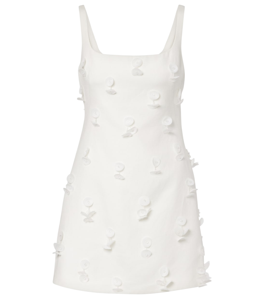 Simkhai Calinn floral-appliqué linen-blend minidress