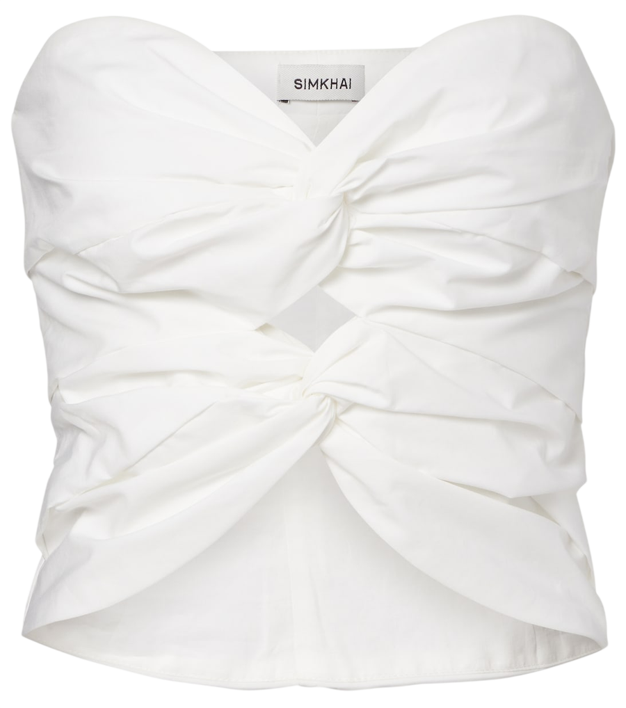 Simkhai Cornelia cutout ruched cotton-blend top