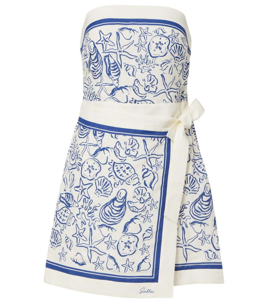 Simkhai Darbie printed linen-blend minidress