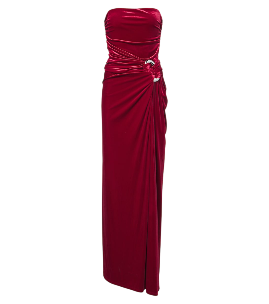 Simkhai Emma gathered velvet bustier gown