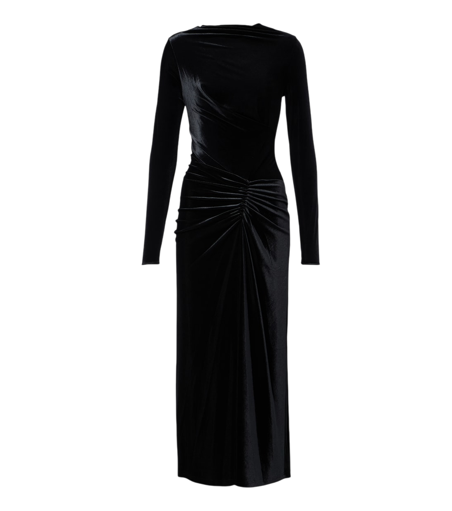 Robe midi froncée en velours Simkhai Ferrera