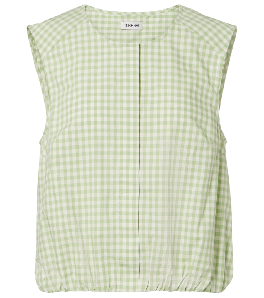 Top de mezcla de algodón con estampado de cuadros vichy de Simkhai