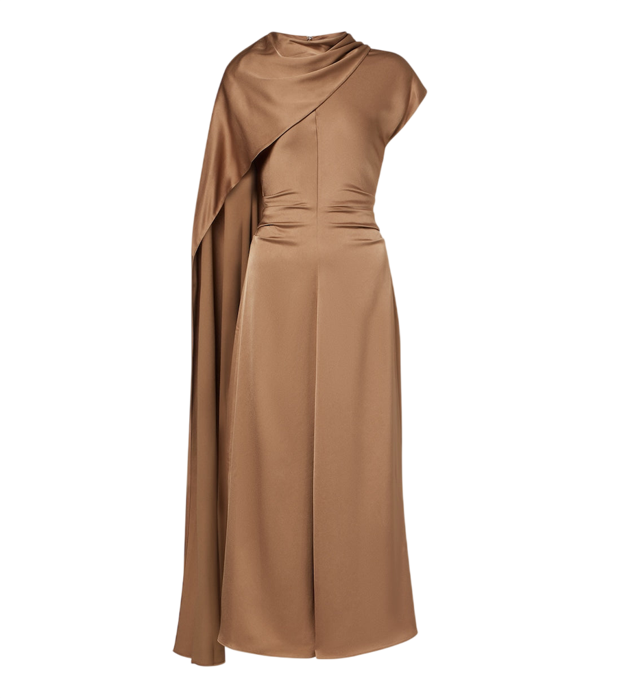 Robe midi en satin à cape Jacka de Simkhai