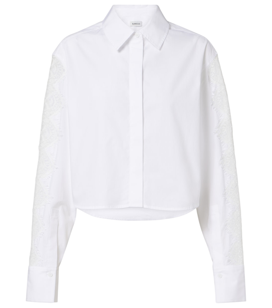 Camisa de popelín de algodón con ribete de encaje Simkhai