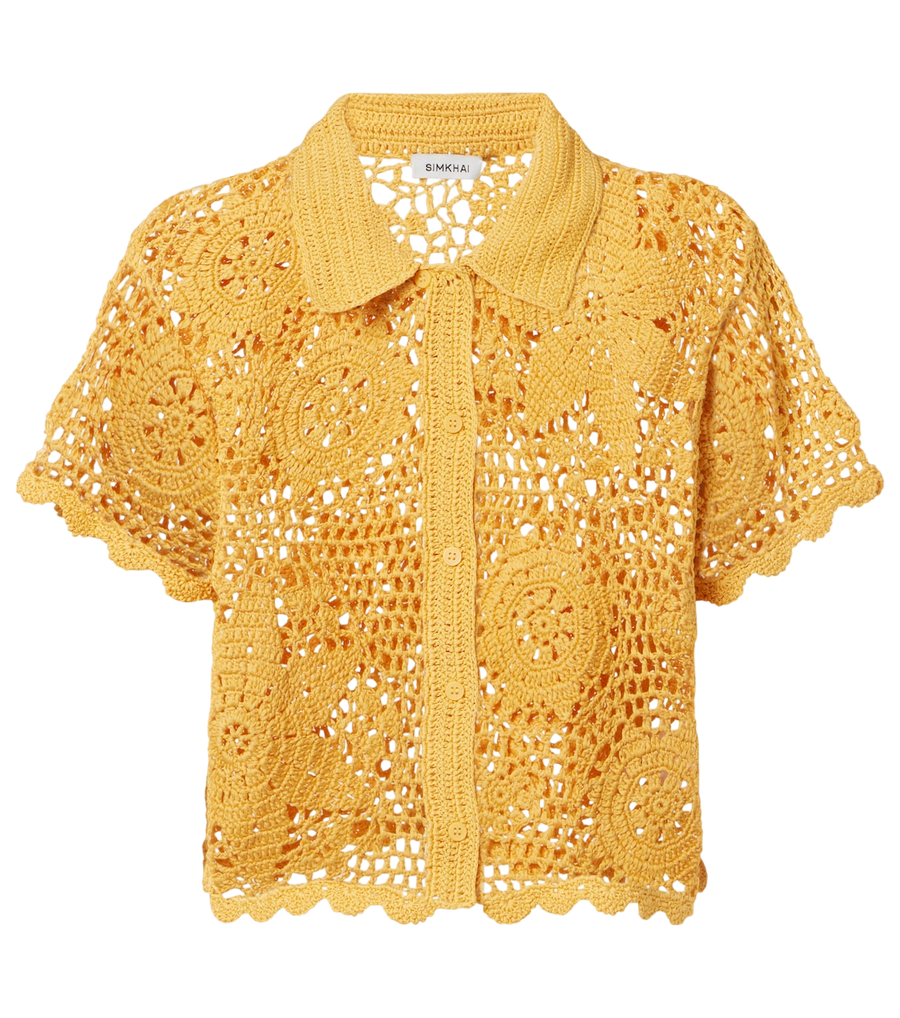 Simkhai Macks floral crochet cotton shirt