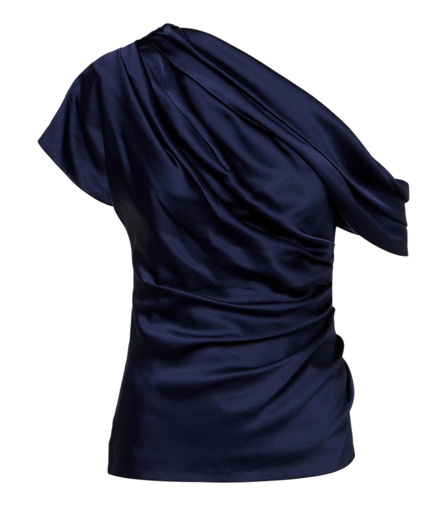 Haut asymétrique drapé en satin Phoebe de Simkhai