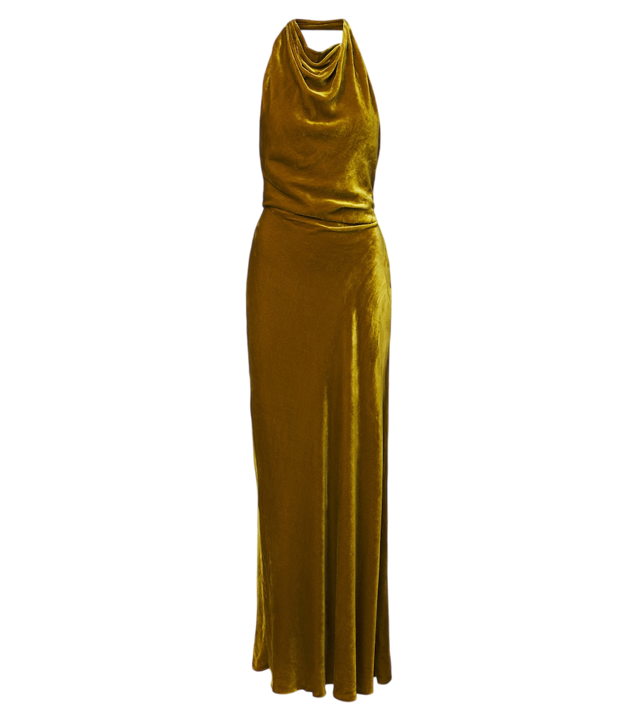 Vestido de terciopelo con espalda descubierta y drapeado Simkhai Reannon