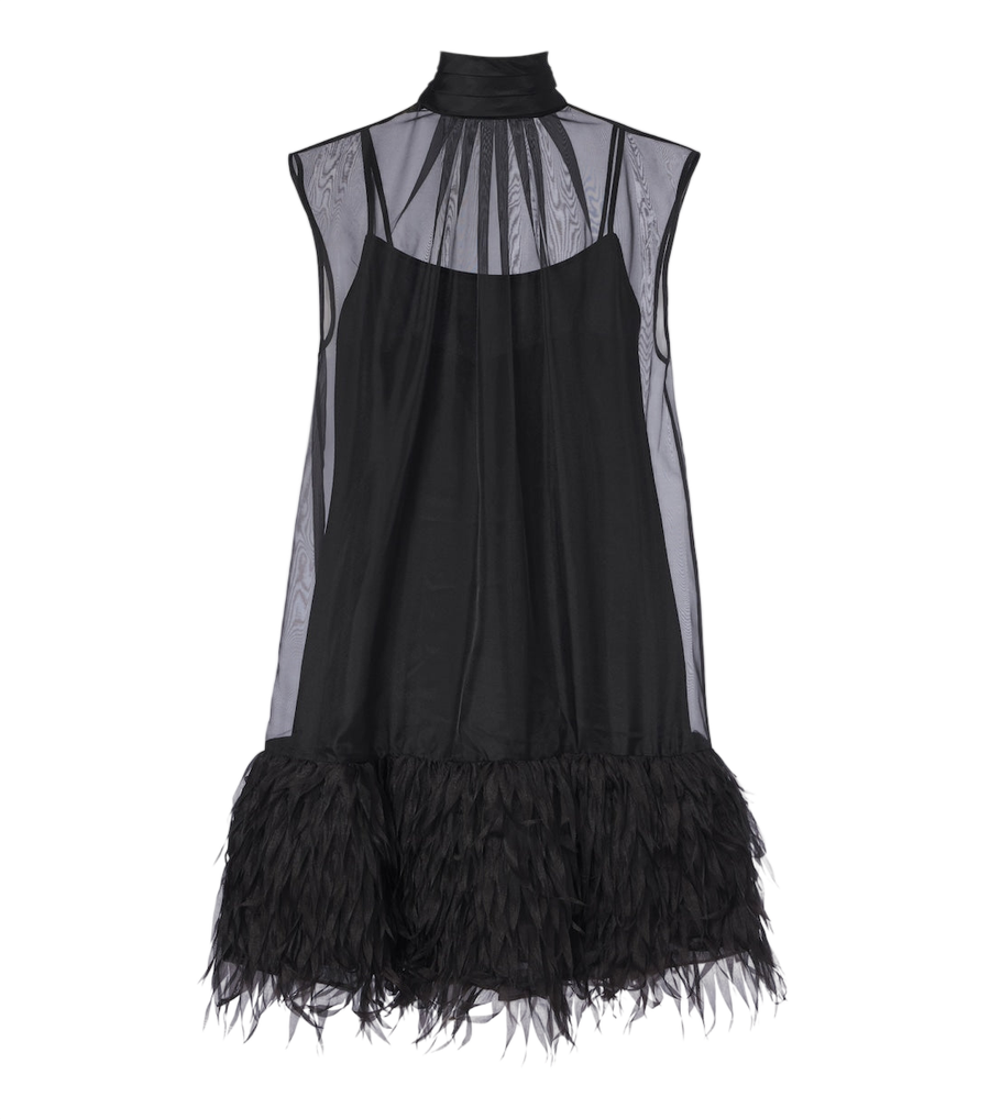 Minivestido de organza con flecos Simkhai Shirya