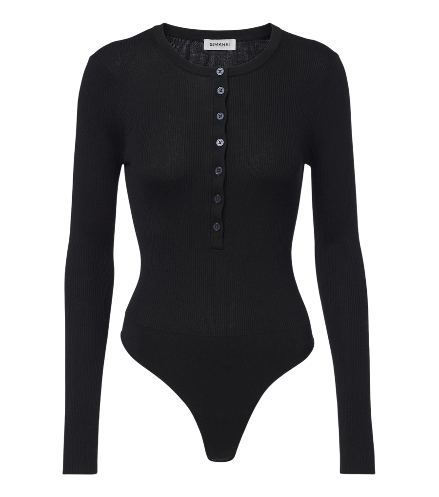 Simkhai Susanne ribbed silk and cashmere bodysuit