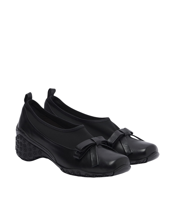 Simone Rocha Bow-detail leather-trimmed slip-on shoes
