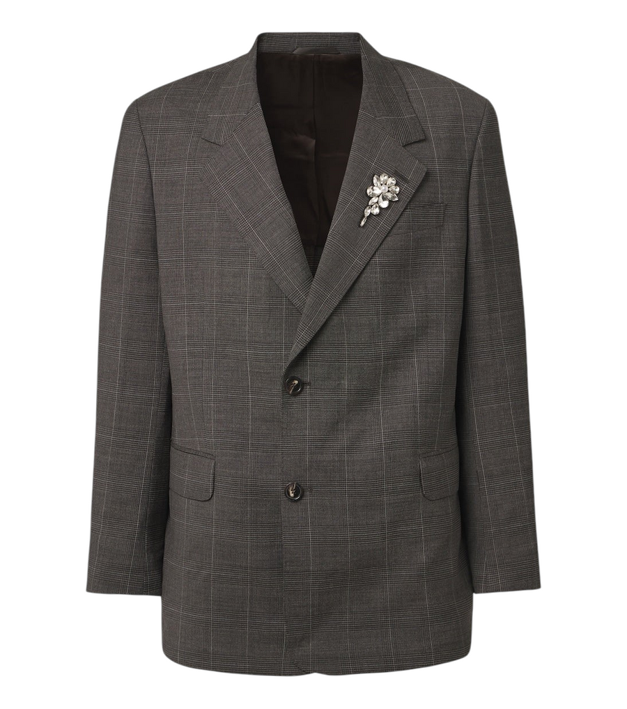 Simone Rocha Checked embellished wool blazer
