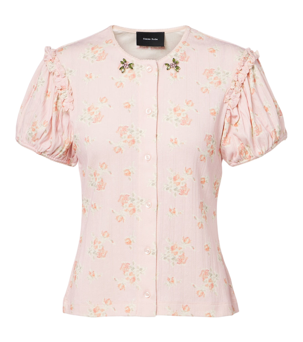 Simone Rocha Crystal-embellished floral cotton cardigan