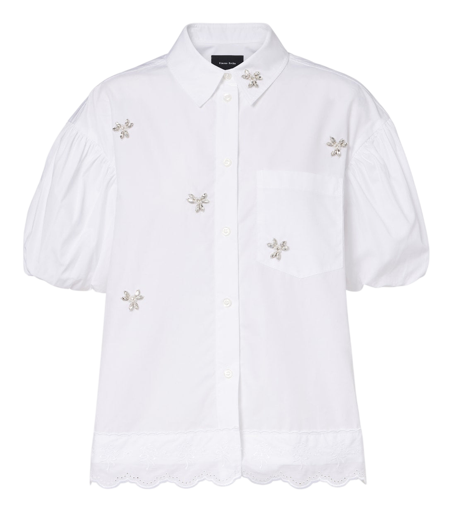 Simone Rocha Camisa de algodão popeline com aplicações