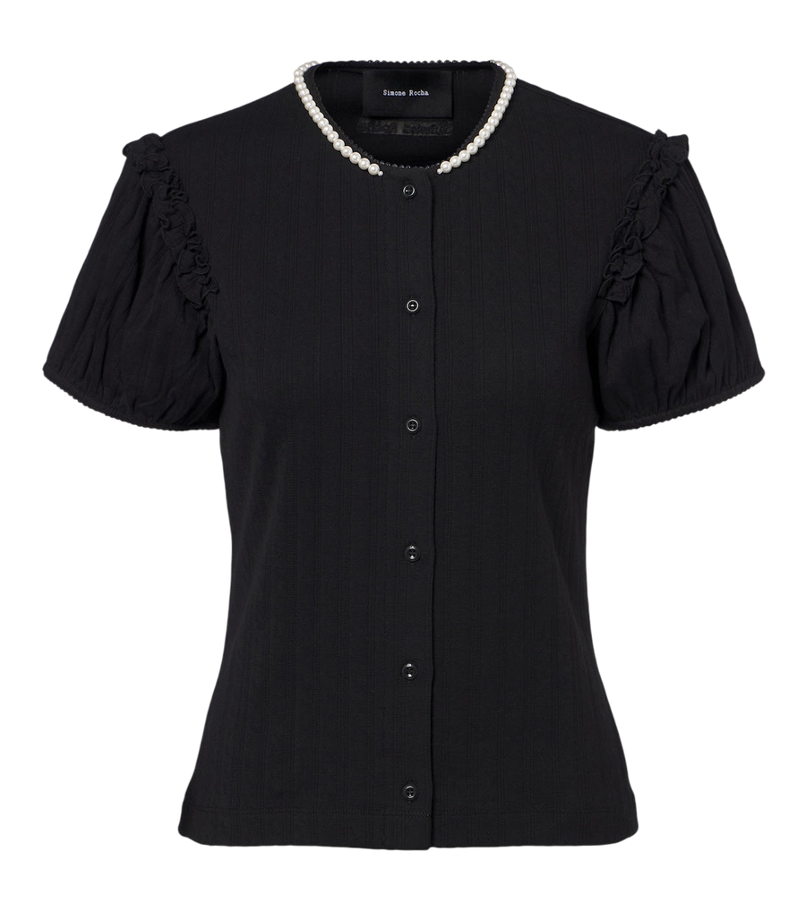 Simone Rocha Embellished pointelle cotton cardigan