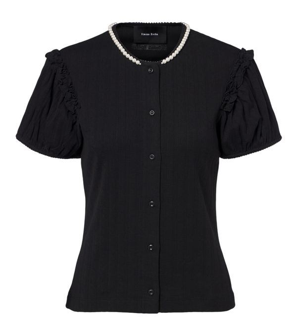 Simone Rocha Embellished pointelle cotton cardigan