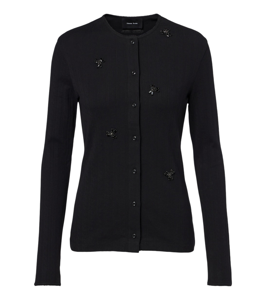 Simone Rocha Embellished pointelle cotton cardigan