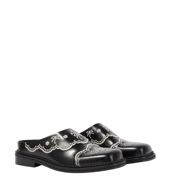 Simone Rocha Mules in pelle con ricami floreali