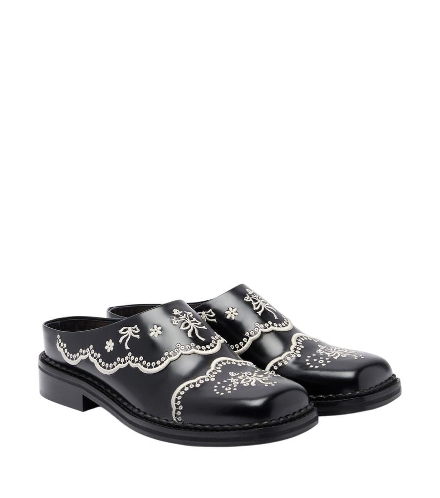 Simone Rocha Embroidered leather mules