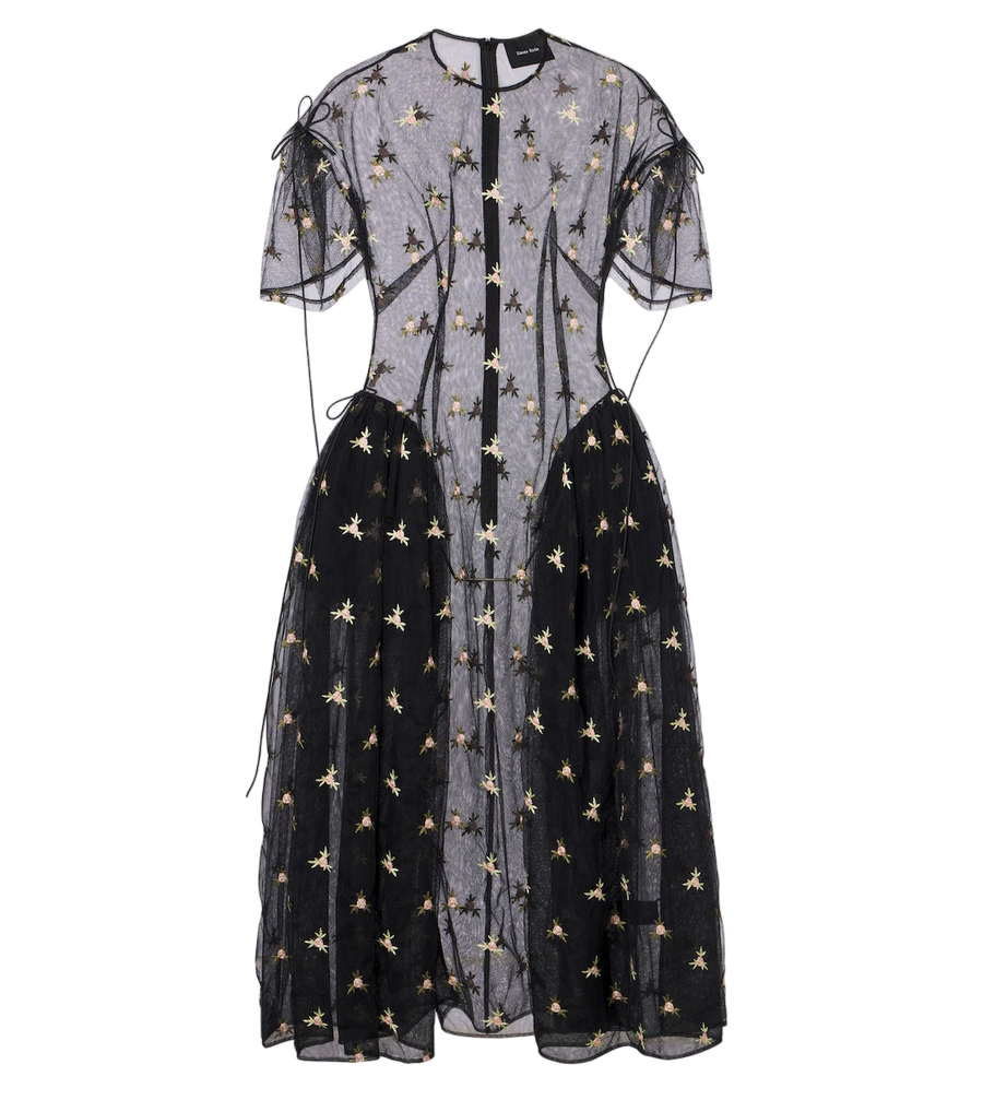 Simone Rocha Embroidered tulle midi dress