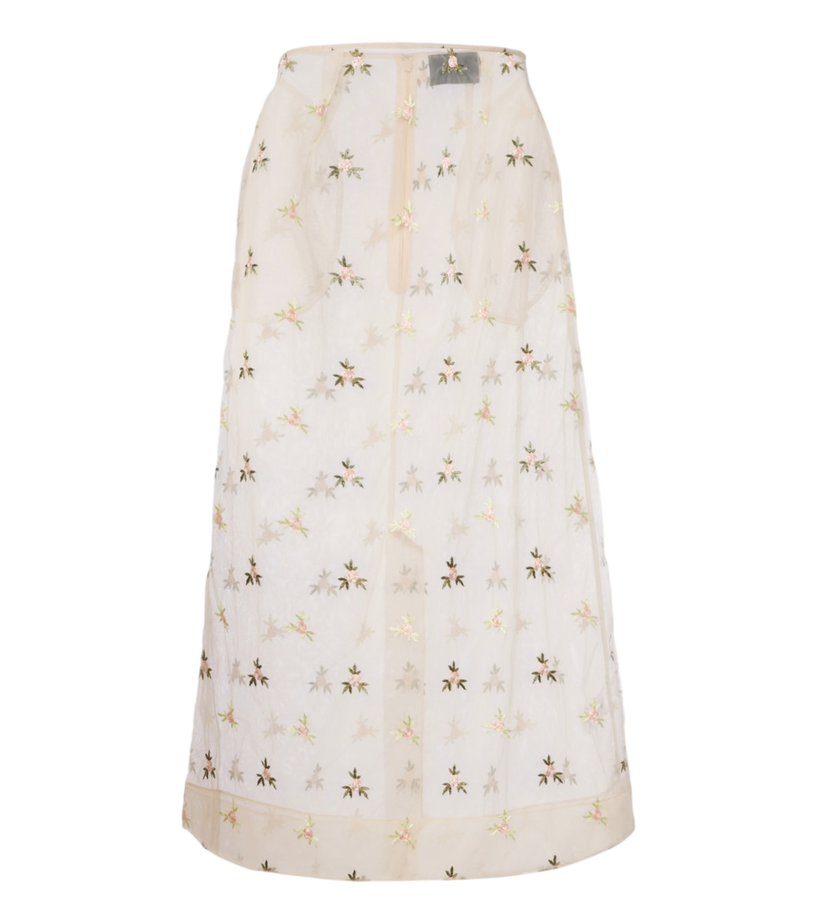 Simone Rocha Embroidered tulle midi skirt